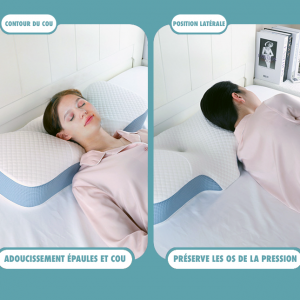 Oreiller ergonomique orthopédique- nuque en mousse à mémoire de forme à rebond lent--Récupéré