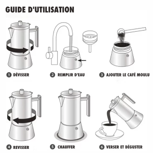 Cafetière Moka Expresso Manuelle pour Cuisinière en Acier Inoxydable - L'Authentique Saveur du Café Moulu-