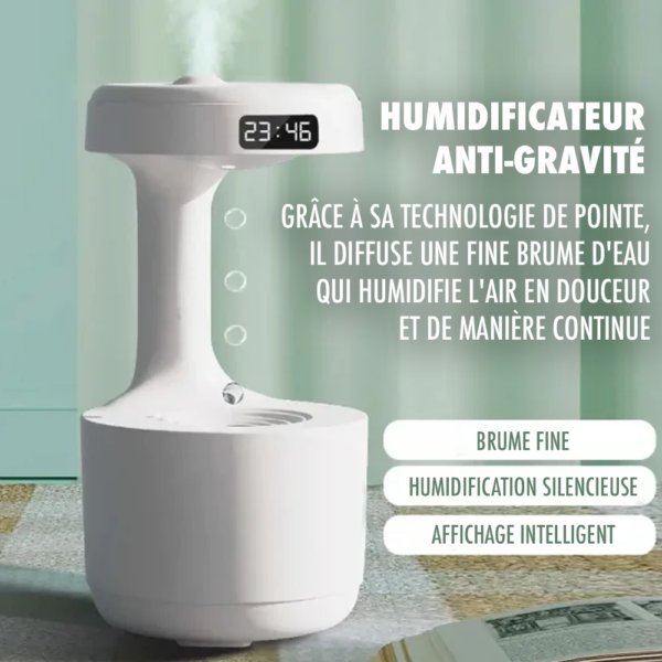 Humidificateur d’air anti-gravité avec affichage LED, brumisation fine--