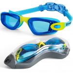 Lunettes de natation anti-buée -bleu-clair-jaune