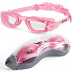 Lunettes de natation anti-buée -rose-clair