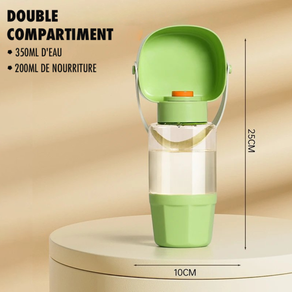 Bouteille d'eau et mangeoire portable 2 en 1 pour animaux