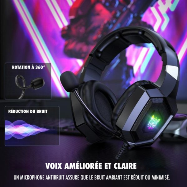 Casque de jeu RVB avec micro HD-7