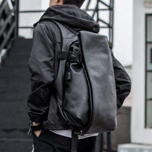 Sac à dos en cuir imperméable pour ordinateur portable avec port USB