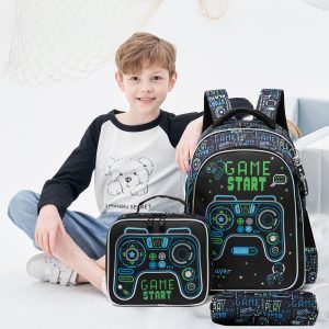 Ensemble sac à dos d'école 3 pièces pour garçon avec sac à lunch et trousse