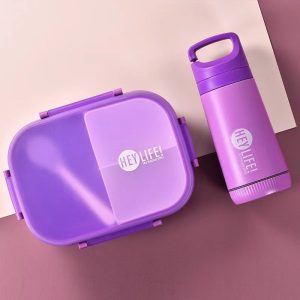 Boîte à lunch Bento portable à 3 compartiments avec bouilloire – Compatible micro-ondes
