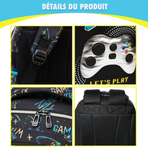 Ensemble sac à dos léger pour garçon avec sac à lunch et trousse