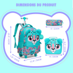 Sac à dos à roulettes léger pour enfants avec sac à lunch et trousse