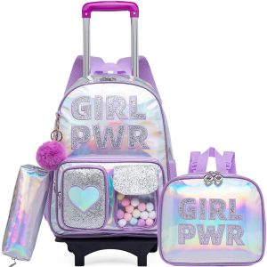 Sac à dos à roulettes pour filles violet