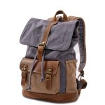 Sac à dos vintage en toile grande capacité pour voyage et randonnée Gris brun