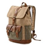 Sac à dos vintage en toile grande capacité pour voyage et randonnée Kaki