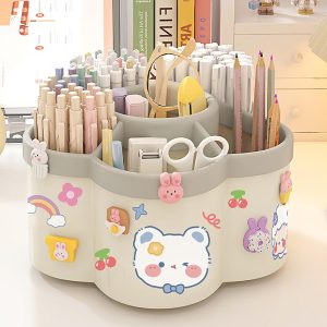 porte-stylo rotatif à 360° à compartiments multiples - Organiseur de bureau élégant