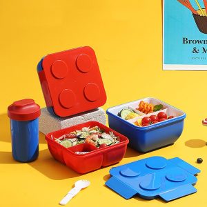 Boîte à lunch colorée et étanche en forme de blocs de construction pour enfants